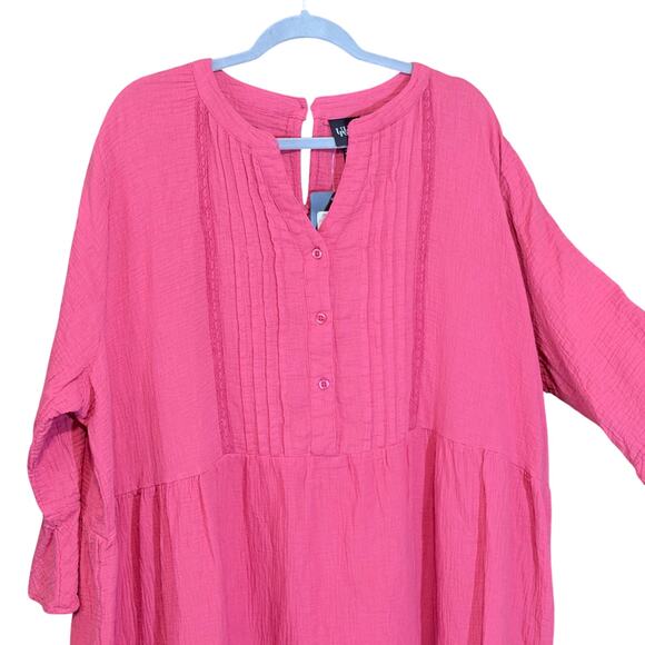 Ulla Popken Coral Pink Tiered Cotton Midi Dress Plus Size 20 NWT romantic flowy - Picture 5 of 10